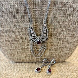 Chloe + Isabel Silver and Red Necklace Set